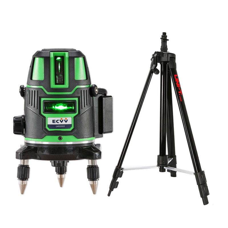 ECVV 2 Lines Green Laser Level with 1.5M Adjustable Height Tripod 360 Degree Self-leveling Cross Marking Instrument and 1.5M Aluminum Alloy Tripod