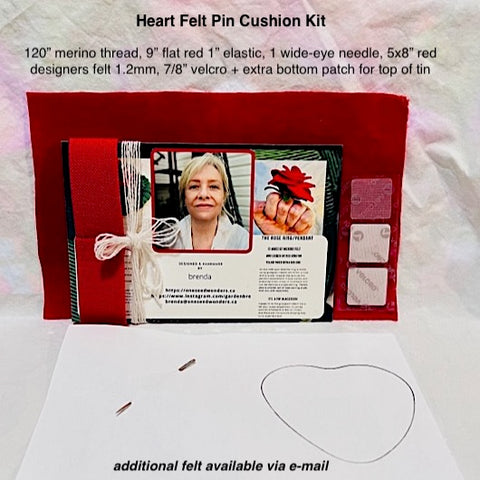 Pin Cushion Kit, Merino Pin Cushion Kit, Heart Felt Pin Cushion Kit