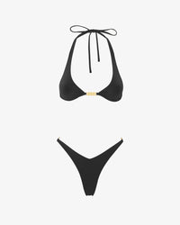 Metallic logo clip bikini