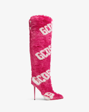 Faux Fur Logo Boots | Women Boots Fuchsia | GCDS®