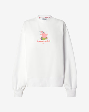 Spongebob Patrick Eat Pasta Crewneck | Women Hoodie White | GCDS Spring/Summer 2023