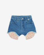 Gcds monogram high-rise denim shorts - Blue