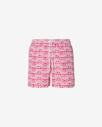 All-Over Waved Logo Print Swim Shorts | Men Swimwear Fuchsia | GCDS Spring/Summer 2023