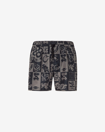 Checkboard Print Swim Shorts | Men Swimwear Black | GCDS Spring/Summer 2023