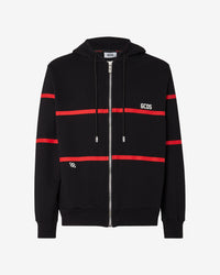 Gcds Low Logo Band Zip-Up Hoodie | Men Hoodie Black | GCDS Spring/Summer 2023