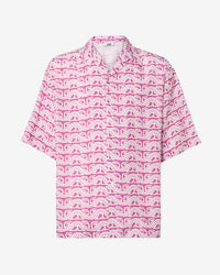 Waved Logo Print Bowling Shirt | Men Shirts Fuchsia | GCDS Spring/Summer 2023