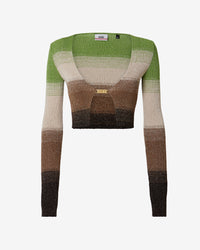 Lurex Degradé Mini Cardigan | Women Knitwear Military Green | GCDS Spring/Summer 2023