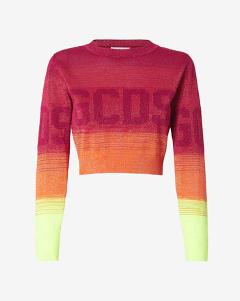 Lurex Degradé Cropped Sweater | Women Knitwear Fuchsia | GCDS Spring/Summer 2023