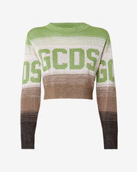Lurex Degradé Cropped Sweater | Women Knitwear Military Green | GCDS Spring/Summer 2023