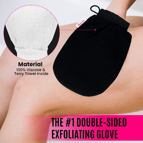 infographic of glove and the unique materials for deep exfoliation