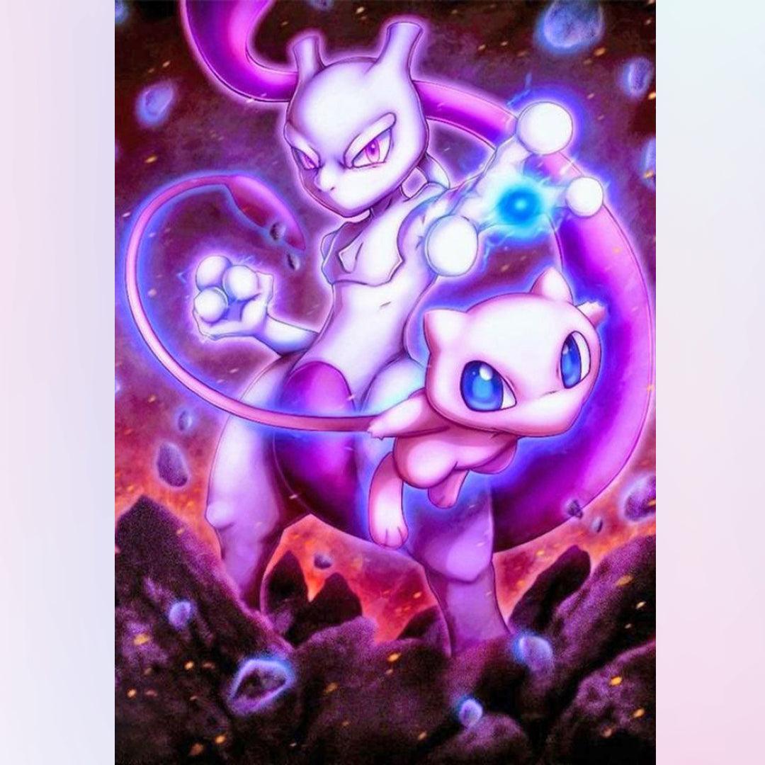 Pokemon Mewtwo And Mew Diamond Painting 