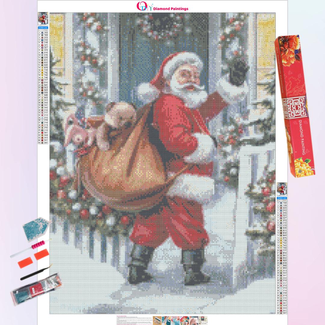 Diamond painting easel card – Santa with two deer –