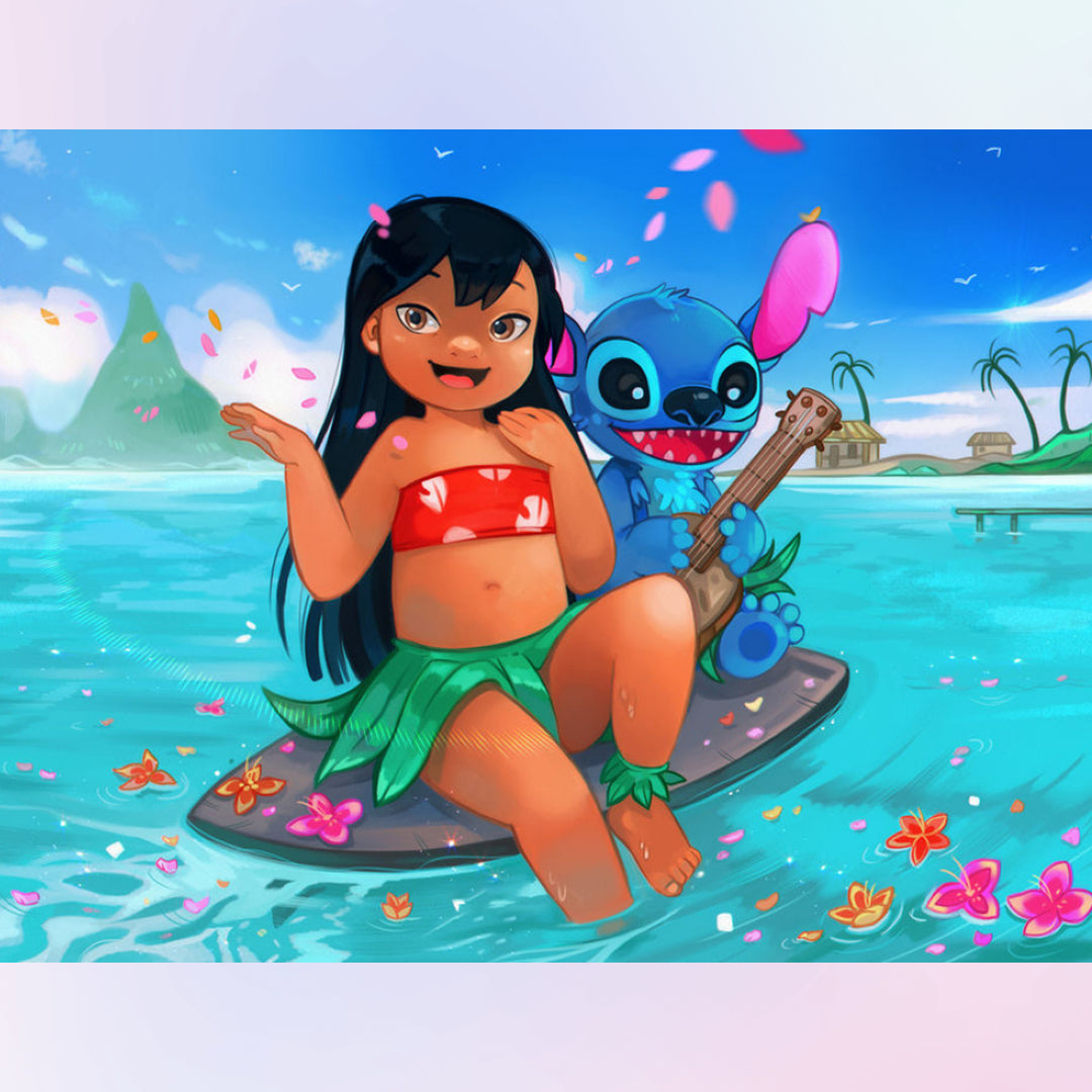 Lilo Stitch In The Beach - 5D Diamond Painting - DiamondByNumbers - Diamond  Painting art