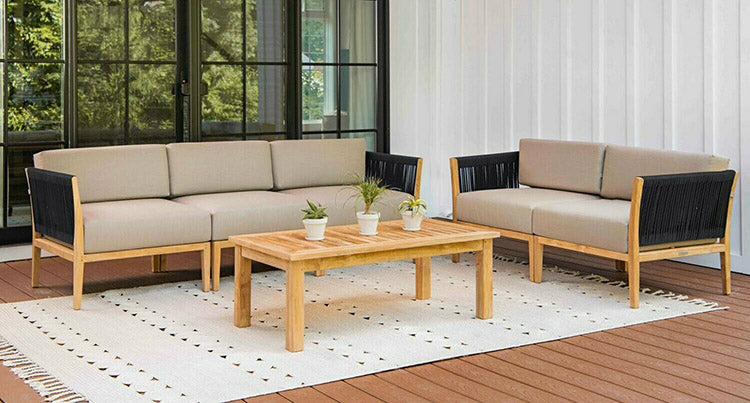 Malibu Teak Patio Sofa and Loveseat Set