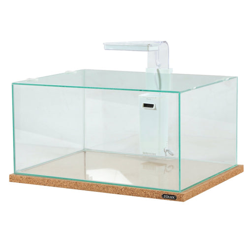 AQPET KUBIC FRESH BOX 30 - ACQUARIO IN VETRO EXTRACHIARO 27 LT COMPLETO DI  FILTRO A ZAINETTO, LUCE LED, SABBIA, LEGNO E ROCCEVA