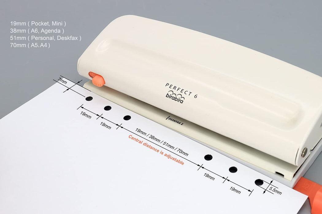 6 Hole Punch, Off White, 8 Sheet Capacity, Mini/Pocket A3 / — Bira Craft