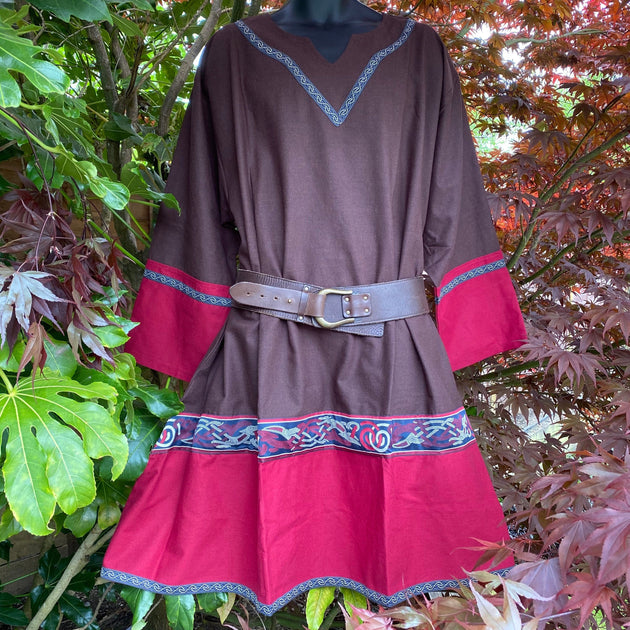 Viking Linen Tunic (Two-Tone Brown And Red) – LARP Costumes