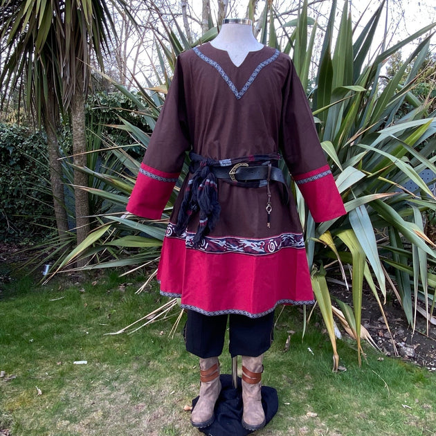 Viking Linen Tunic (Two-Tone Brown And Red) – LARP Costumes