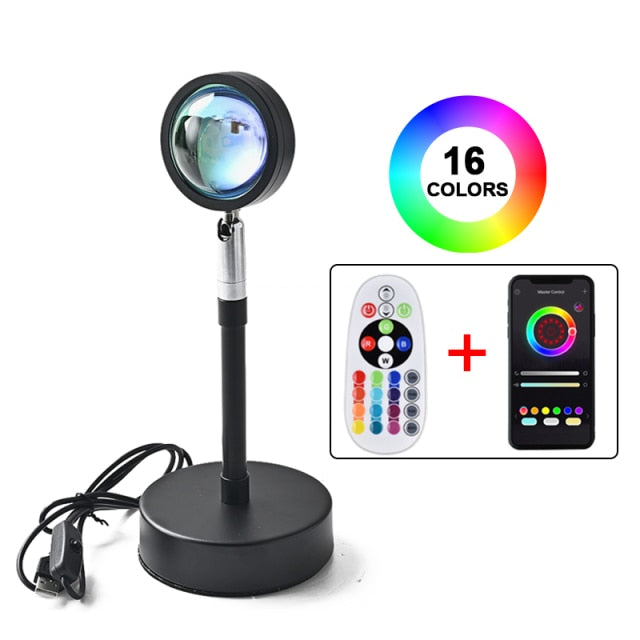 Sunset Lamp RGB 16 Colors APP Remote Control Atmosphere Projection Led