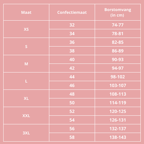 maattabel tops joseph ribkoff