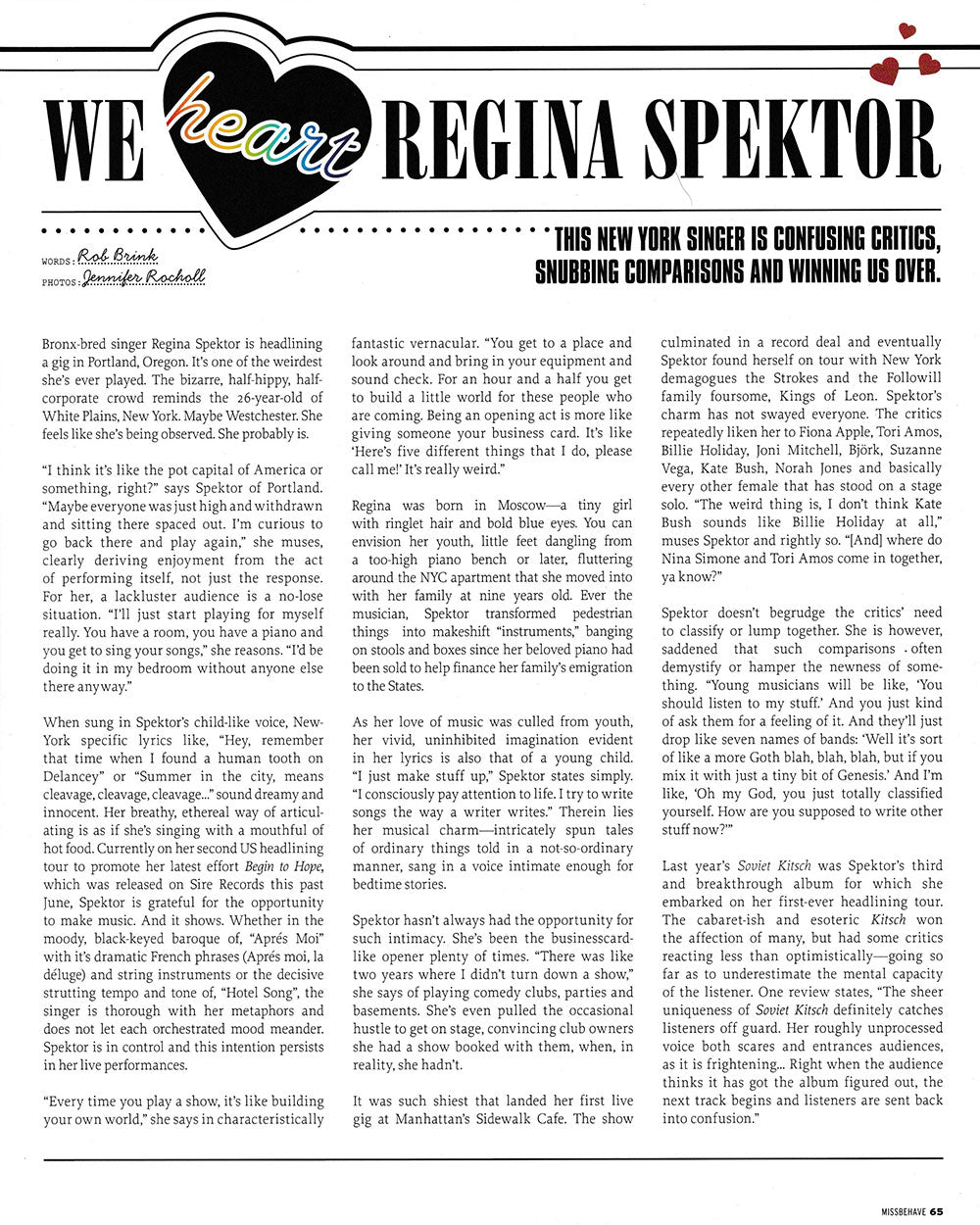regina spektor robert brink interview