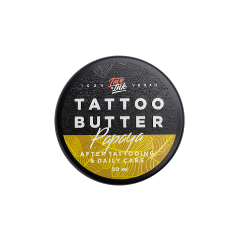 Tattoo Butter Papaya v černé hliníkové plechovce se žlutou etiketou 50ml