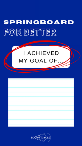 A small notecard with space to write headlined by the words 'I achieved my goal of . . . '