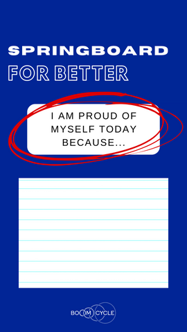 A small notecard with space to write headlined by the words 'I am proud of myself today because . . . '