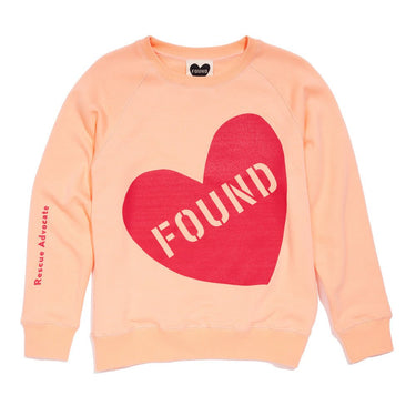 Found My Animal Big Full Heart Sweatshirt, Coral Orange + Neon Pink