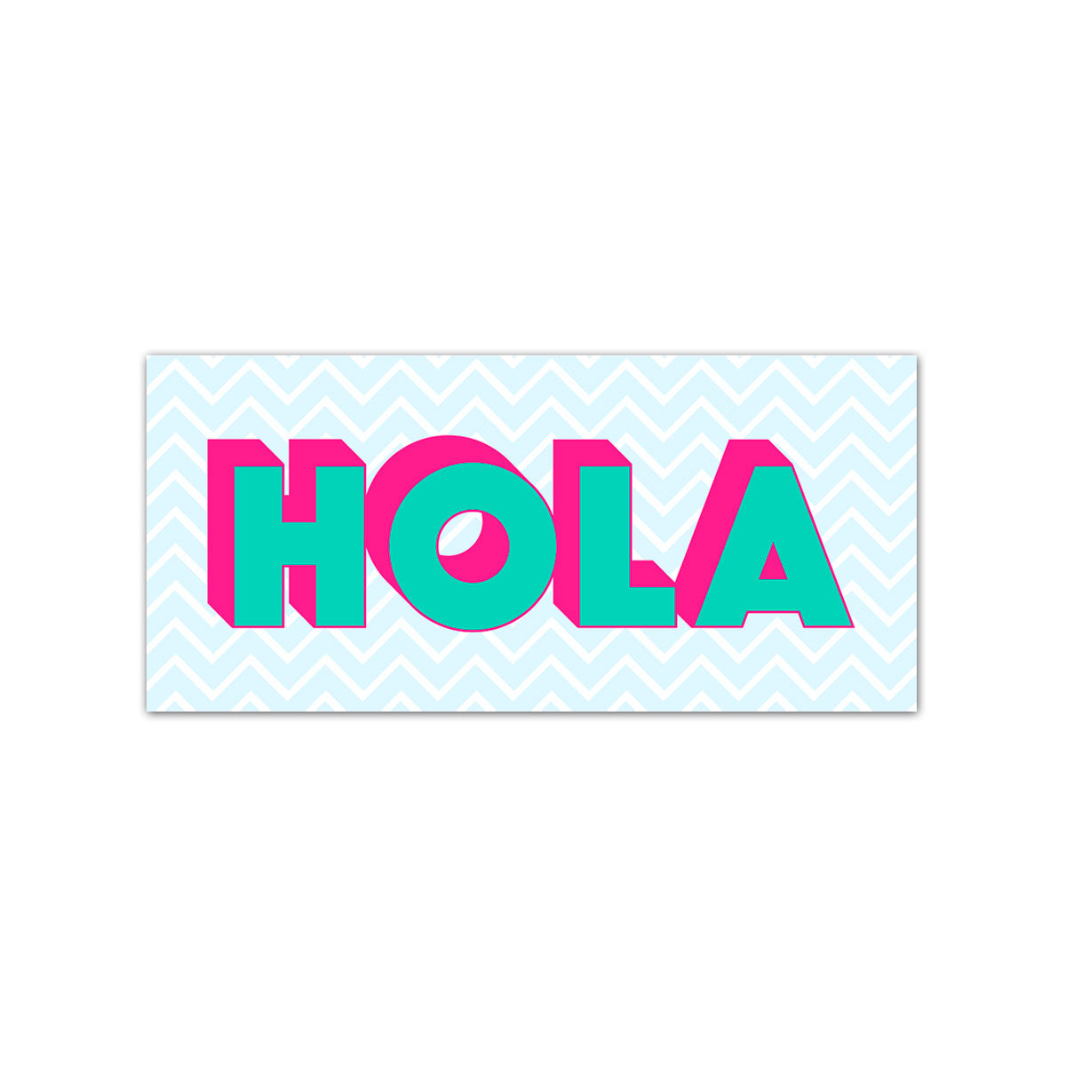 Colourful Hola typography giclee art print, 50cm x 23cm, Teal / Blue / Pink  / Orange – Purest Green Design