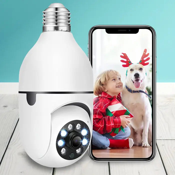 LightBulb Security Camera - 360º Degree Panoramic Light Bulb Camera With WiFi, Night Vision & Motion Detection