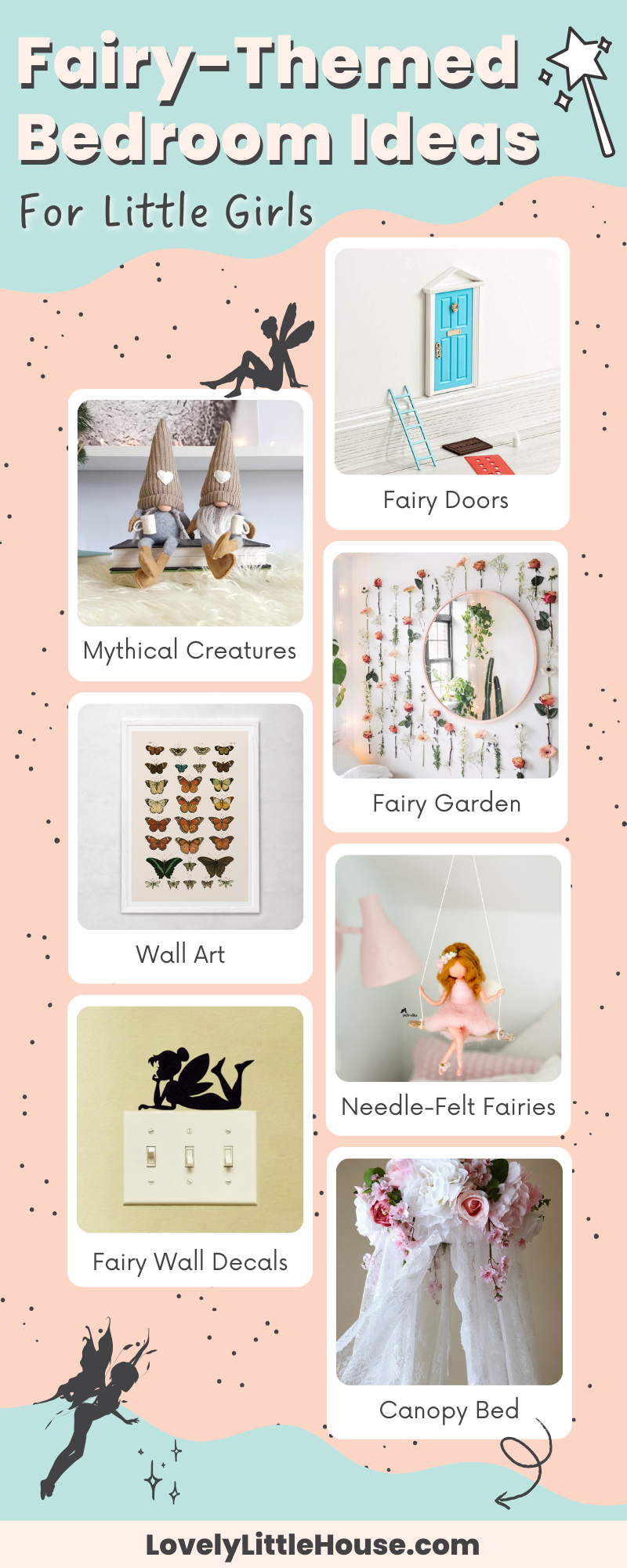 Infographic about fairy themed bedroom ideas for little girls