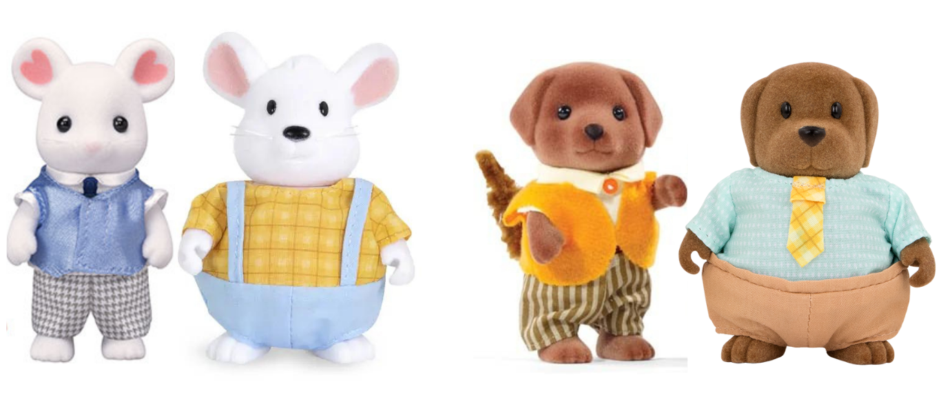 Comparison of Li'l Woodzeez and Calico Critters mouse and dog fathers
