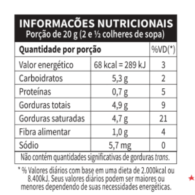 Informações Nutricionais - CocoRock - Cacau