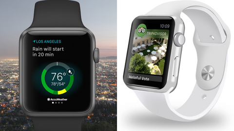 finance and lifestyle apps on apple watch such as AccuWeather and TripAdvisor