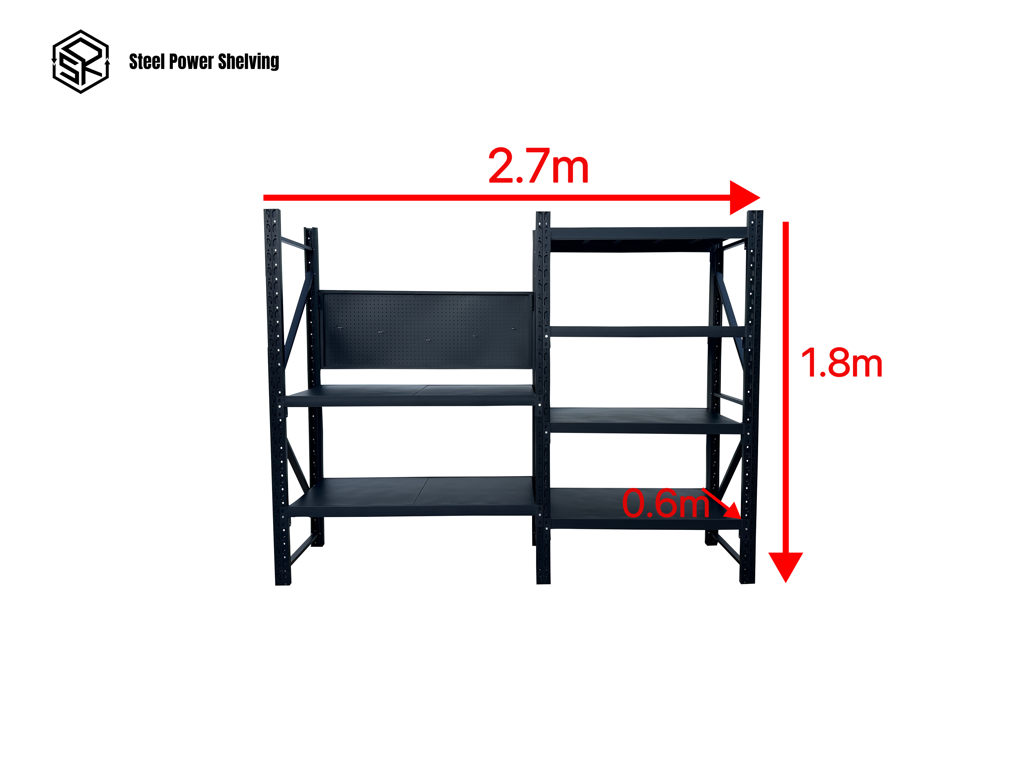 Picture of Workstation with pegboard - workbench 1.8m(H)x2.7m(L)x0.6m(D)1800kg