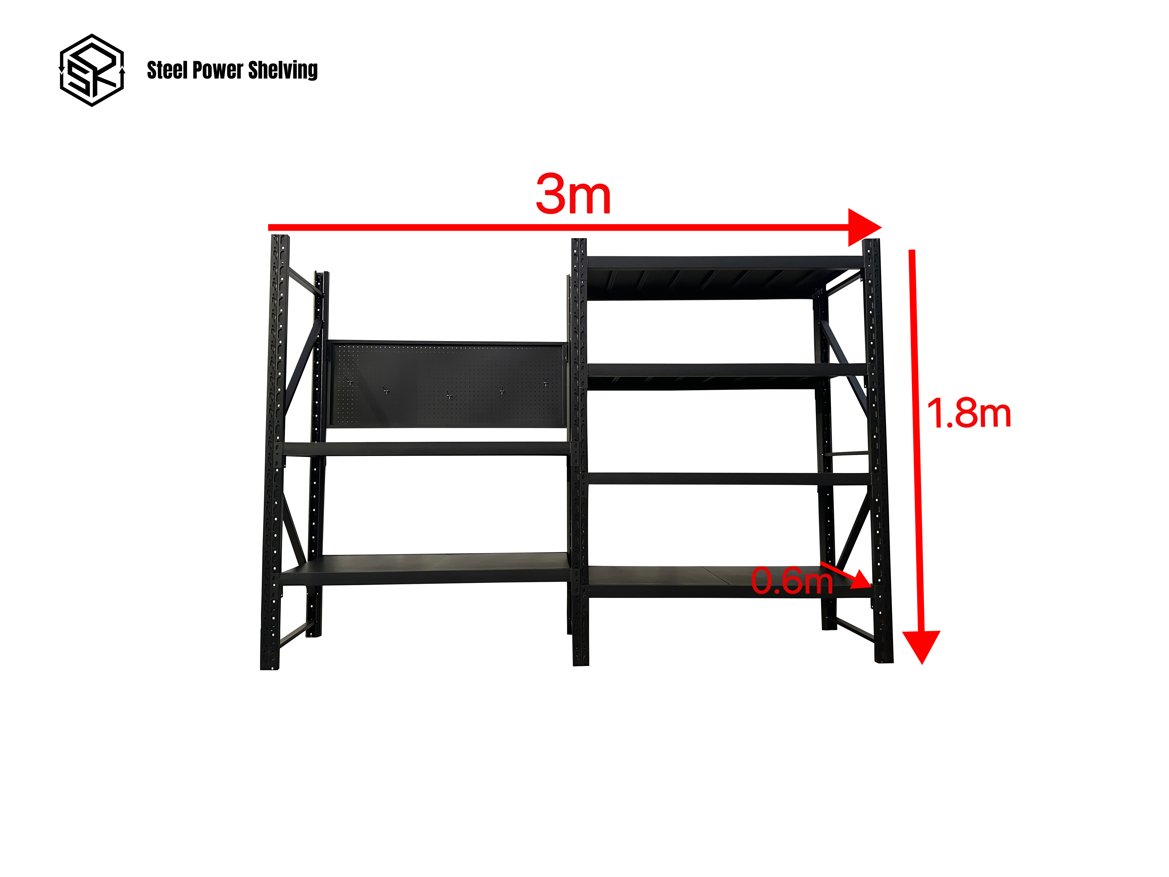 Picture of Workstation with pegboard - workbench 1.8m(H)x3.0m(L)x0.6m(D)1800kg