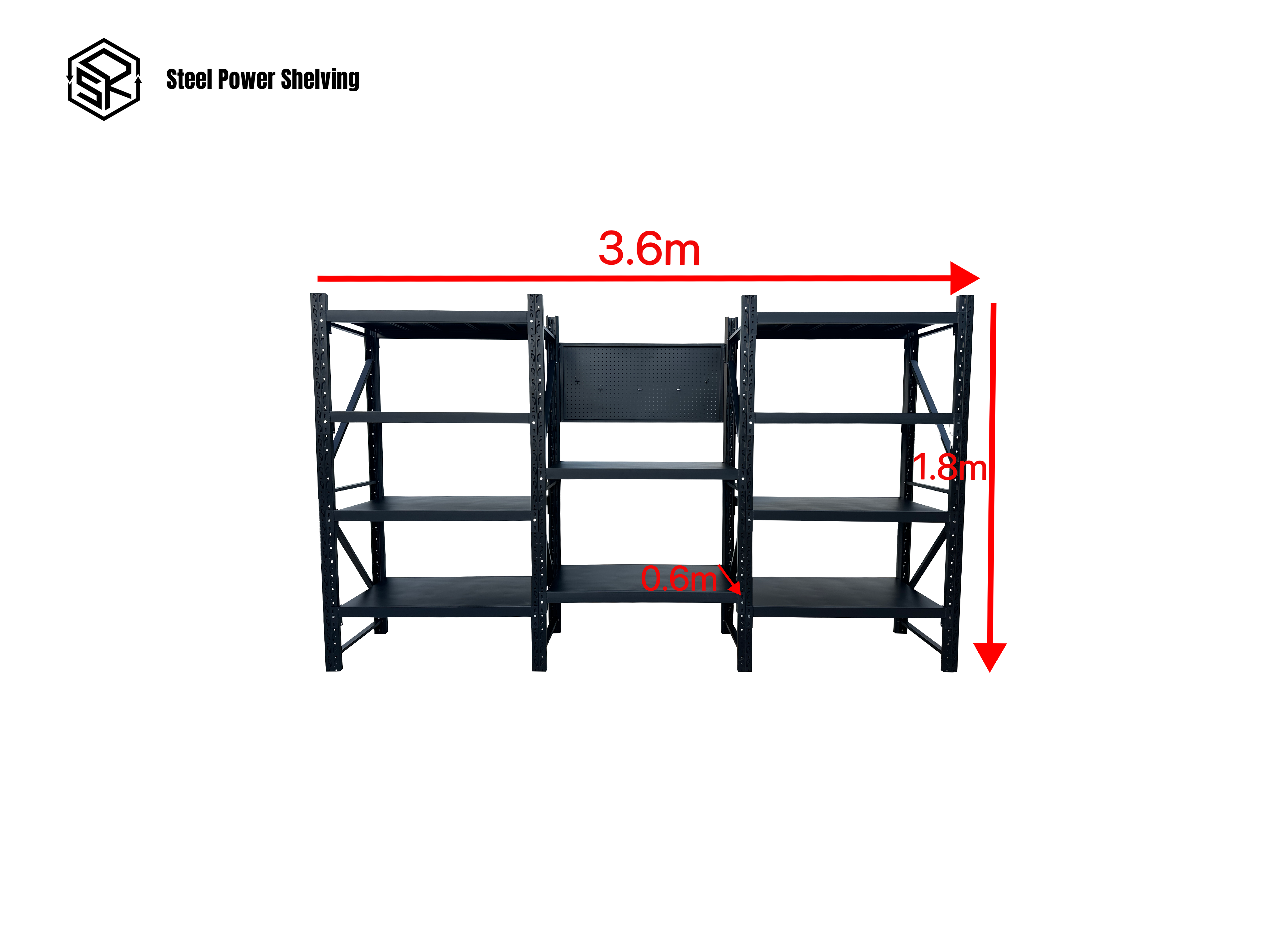 Picture of Workstation with pegboard - workbench 1.8m(H)x3.6m(L)x0.6m(D)3000kg