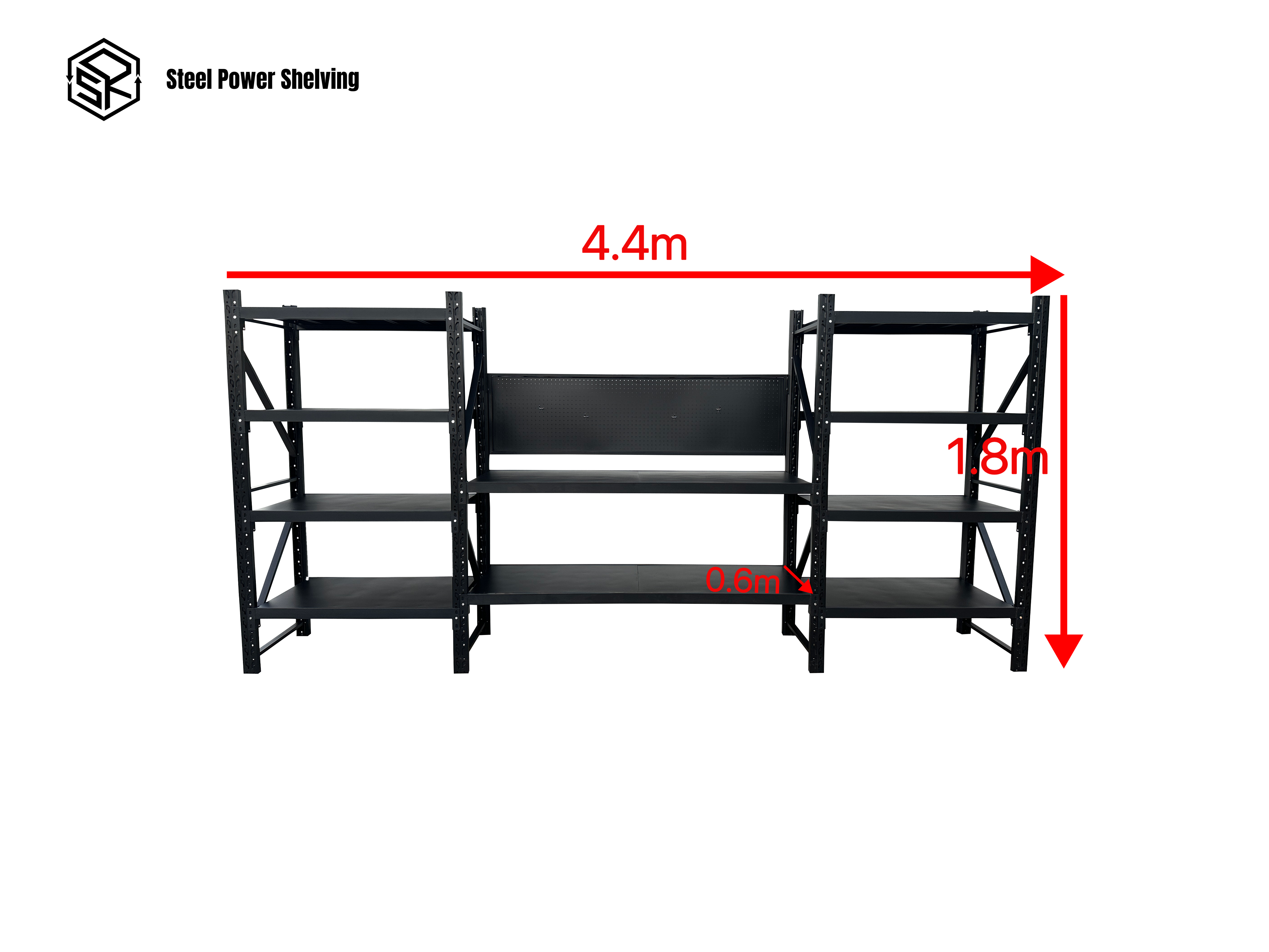 Picture of Workstation with pegboard - workbench 1.8m(H)x4.4m(L)x0.6m(D)3000kg