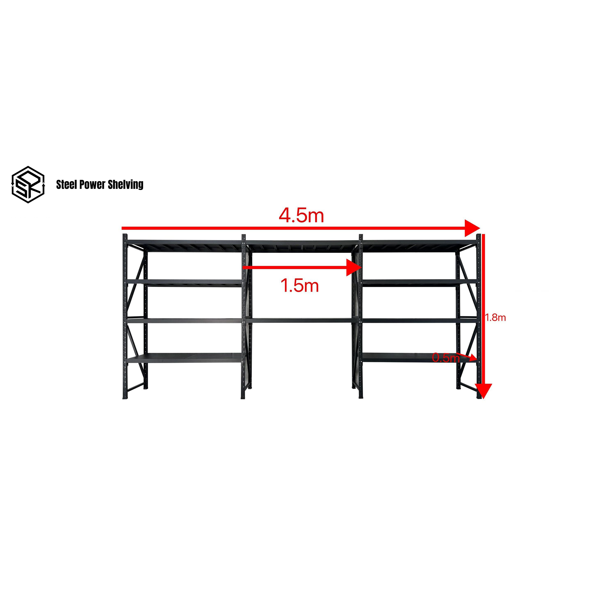 Picture of Shelf 1.8m(H)x4.5m(L)x0.5m(D)2000kg Shelving+Workbench