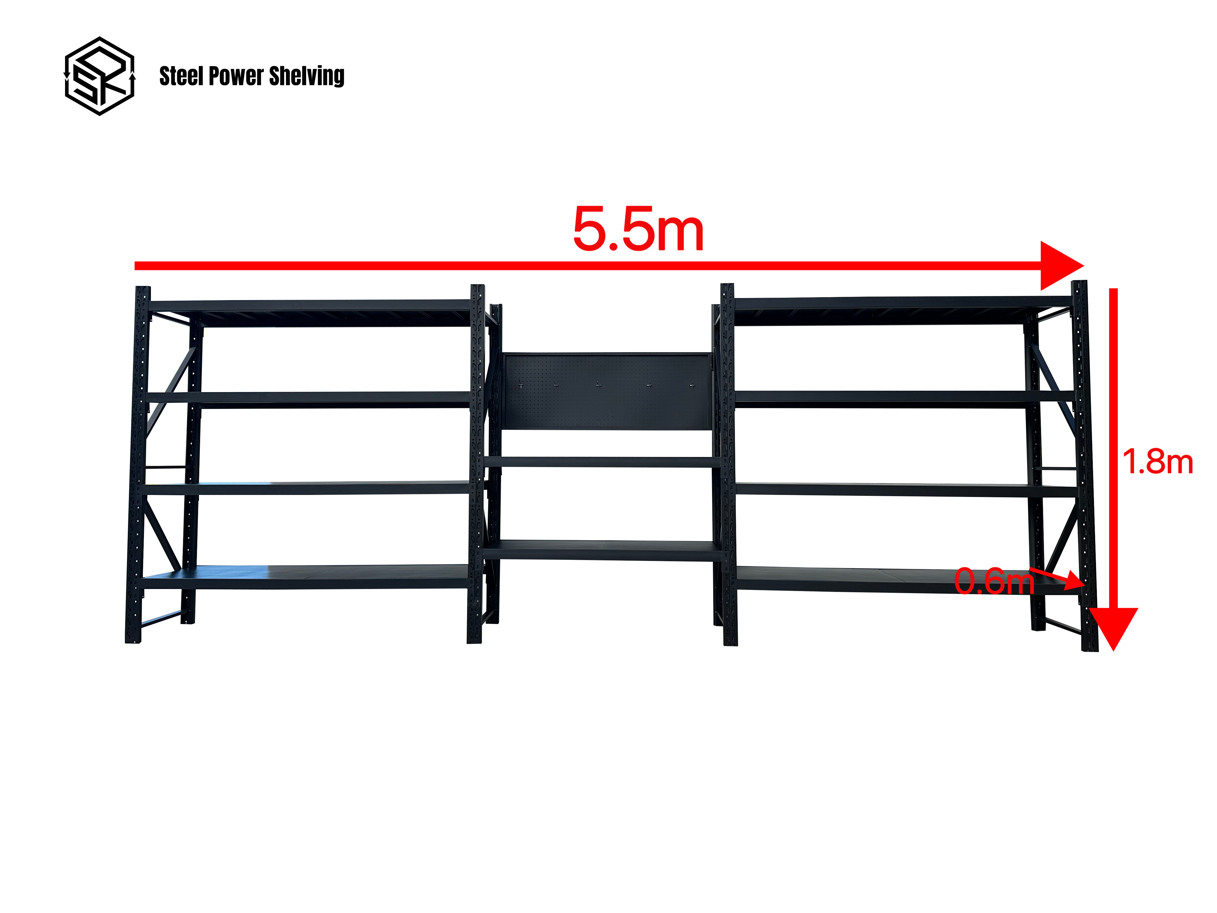 Picture of Workstation with pegboard - workbench 1.8m(H)x5.5m(L)x0.6m(D)3000kg