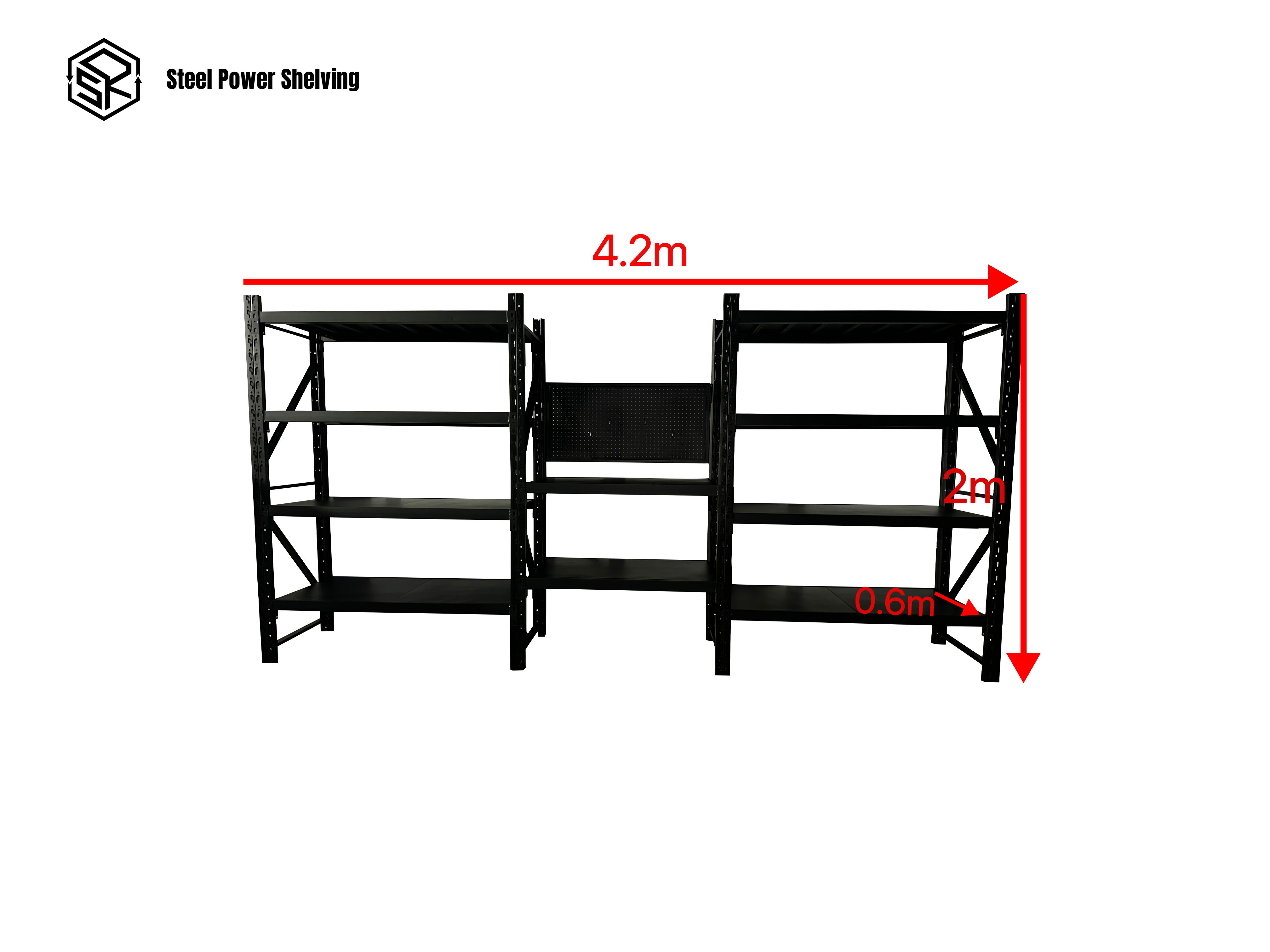 Picture of Workstation with pegboard - workbench 2.0m(H)x4.2m(L)x0.6m(D)3000kg