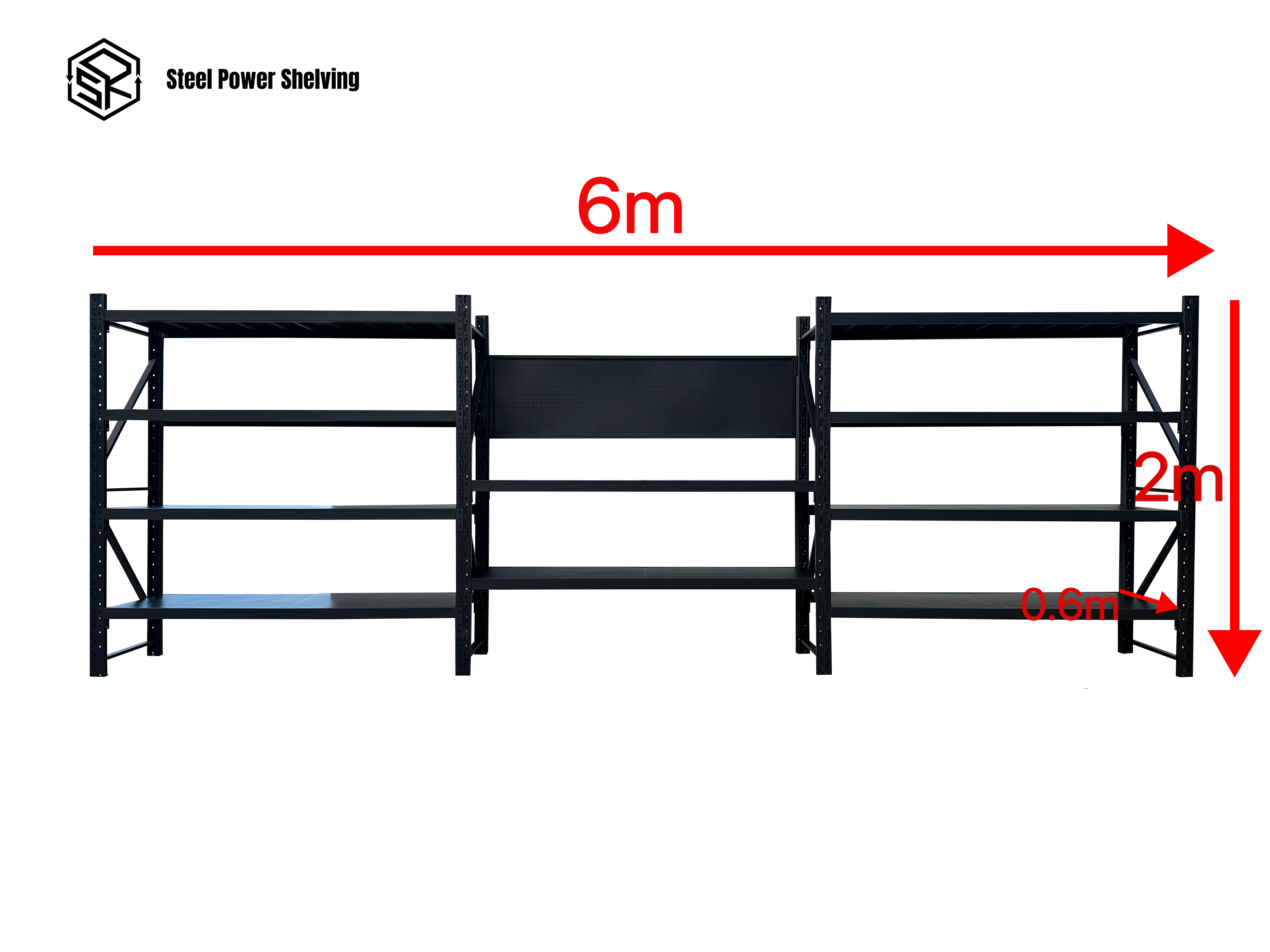 Picture of Workstation with pegboard - workbench 2.0m(H)x6.0m(L)x0.6m(D)3000kg