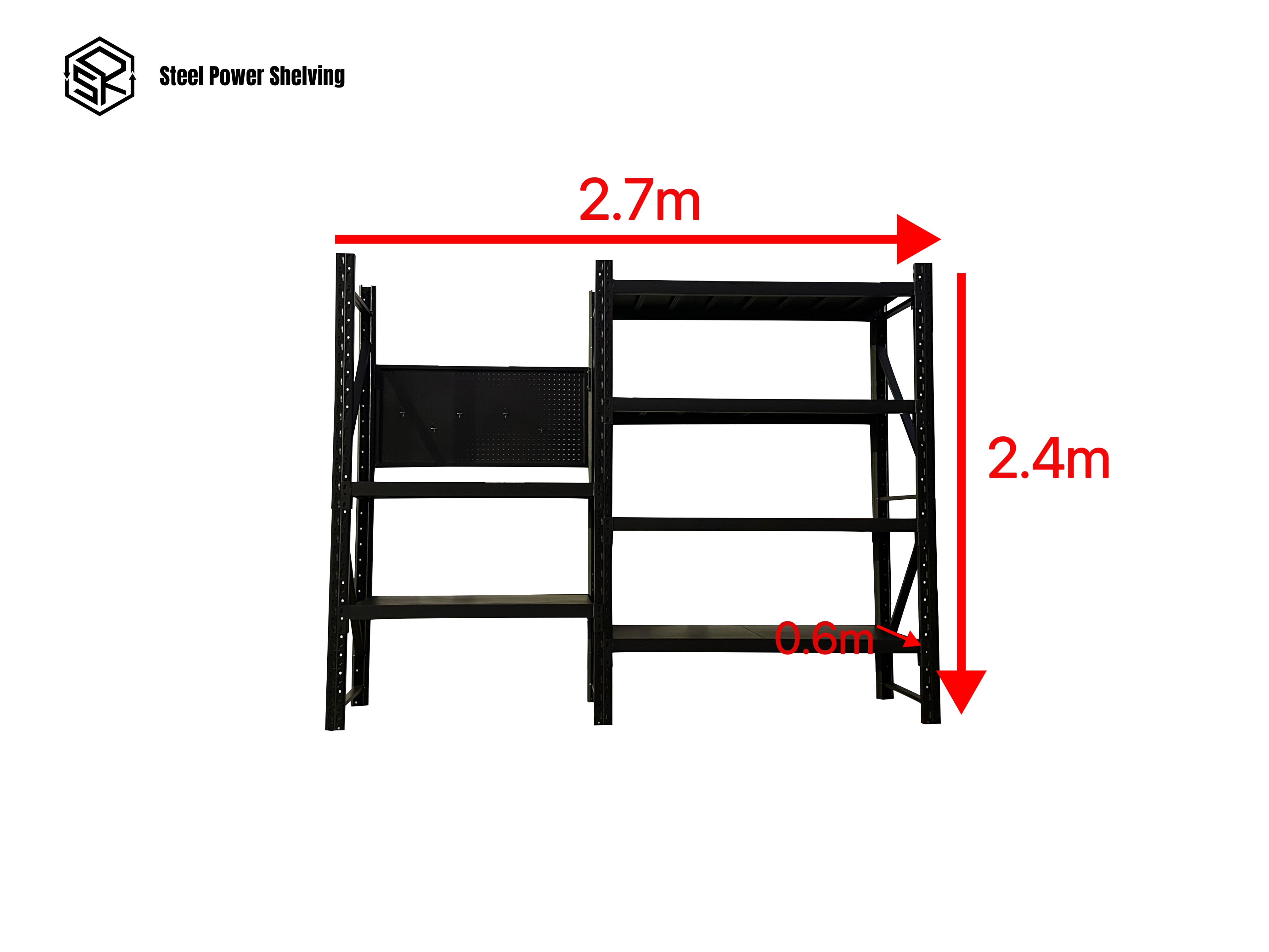 Picture of Workstation with pegboard - workbench 2.4m(H)x2.7m(L)x0.6m(D)1800kg