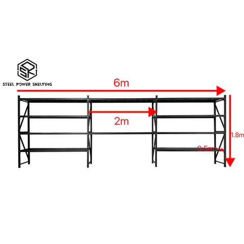 Shelf 1.8m(H)x6.0m(L)x0.5m(D)1500kg Shelving+Workbench