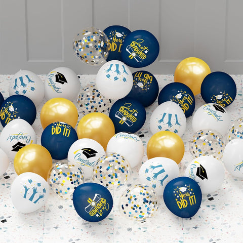 gold and blue balloons