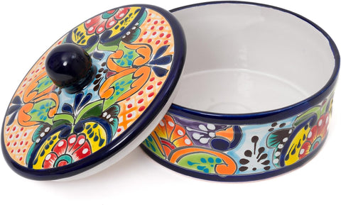 Authentic Mexican Hand Painted Talavera Ceramic Tortilla Warmer Bowl