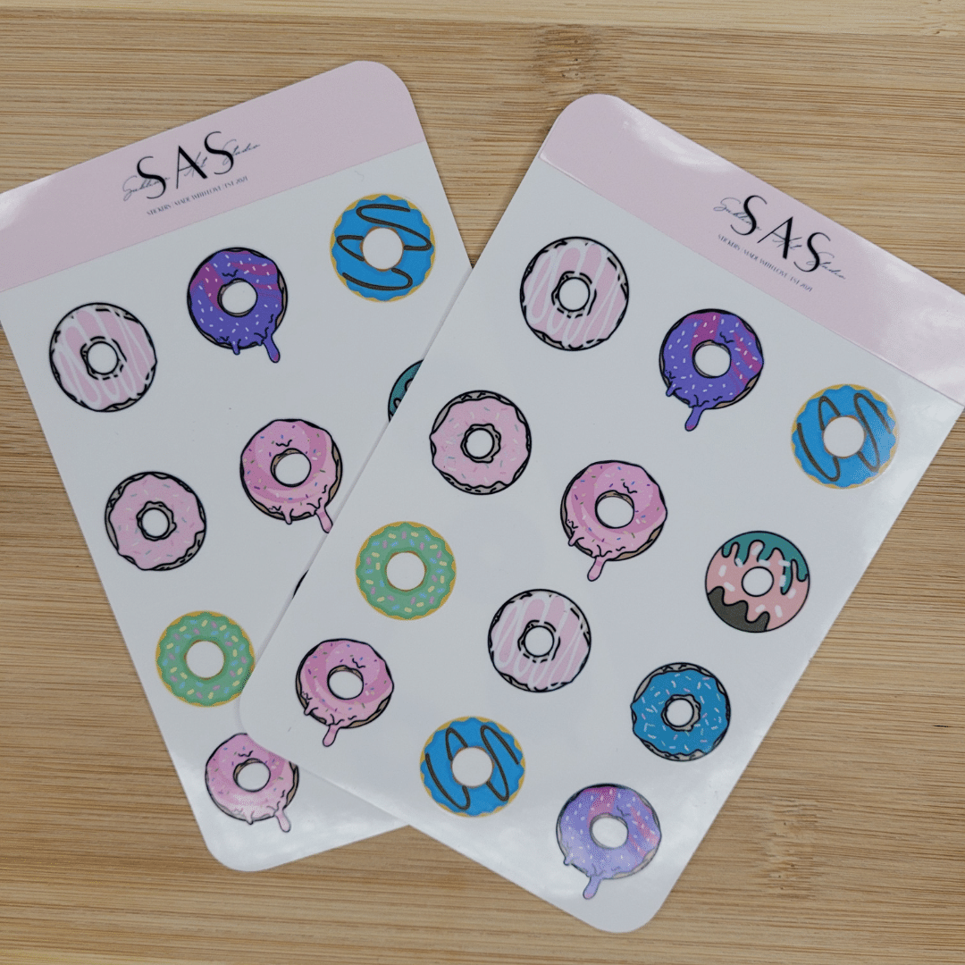 Pink donut assorted stickers 