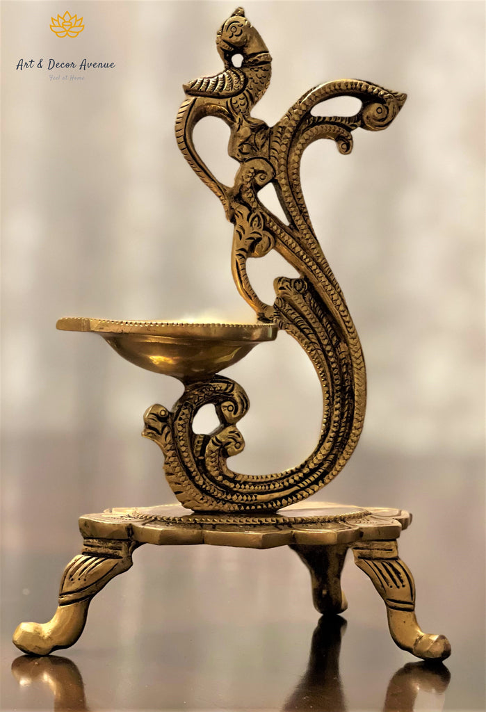 brass parrot diya