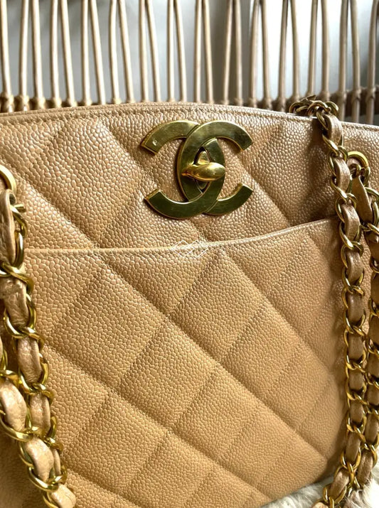 Chanel Vintage Medium Milk Tea in 24K GHW, Luxury, Bags & Wallets